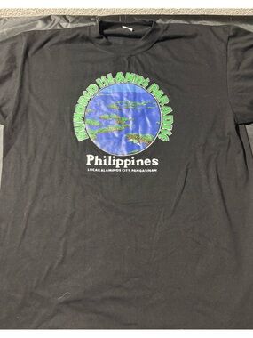 Black Philippines Graphic Tee with Blue & Green Globe Design